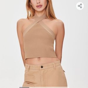 Sweater-Knit Halter Crop Top